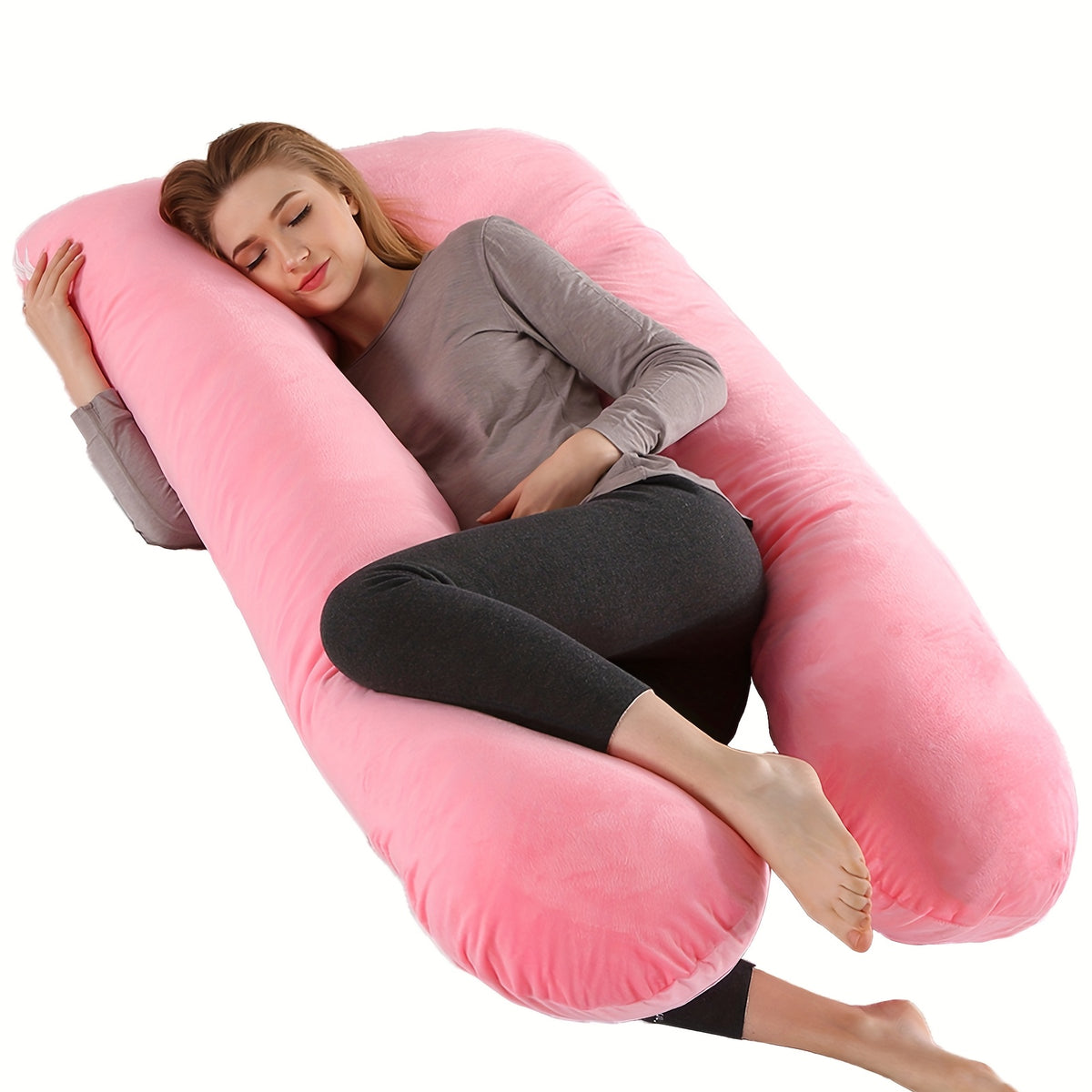 U-Shaped Maternity Pillow for Back, Neck, and Leg Support – Soft, Portable, and Comfortable Polyester Pregnancy Pillow for Expecting Moms, Hand Wash or Dry - product image 9