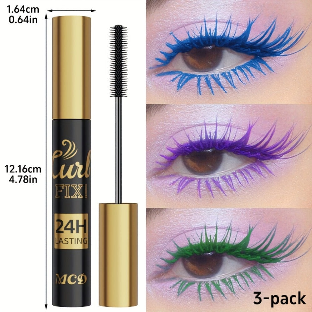 Colorful Mascara Set 3-Piece Bright Shades with Eyebrow Pencil Eyeshadow Pencil & Waterproof Eyeliner – Long-Lasting Curled Lengthening Eye Makeup Kit for Party Festival Everyday - product image 4