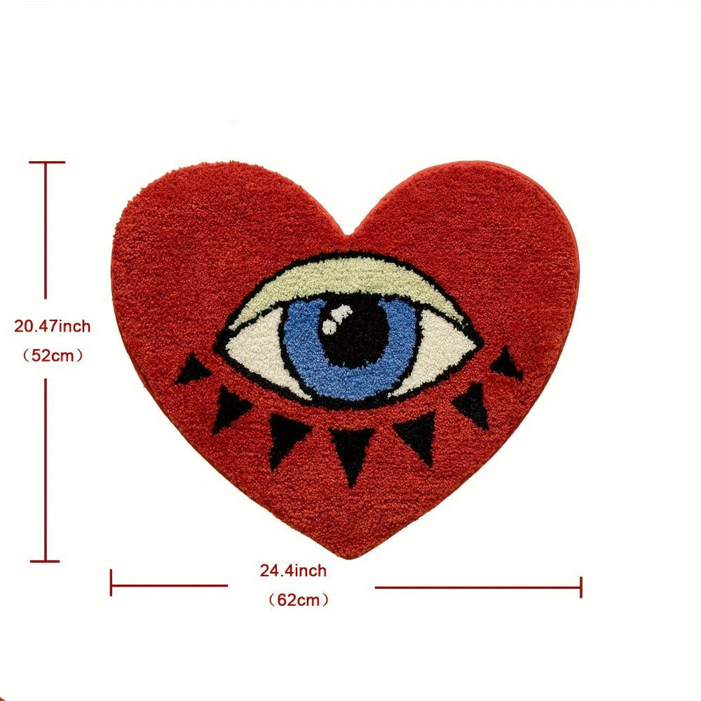 Eye Pattern Heart Shaped Bathroom Mat Plush Non-Slip Absorbent Bath Rug 20x24 inch Valentine Home Decor - product image 4