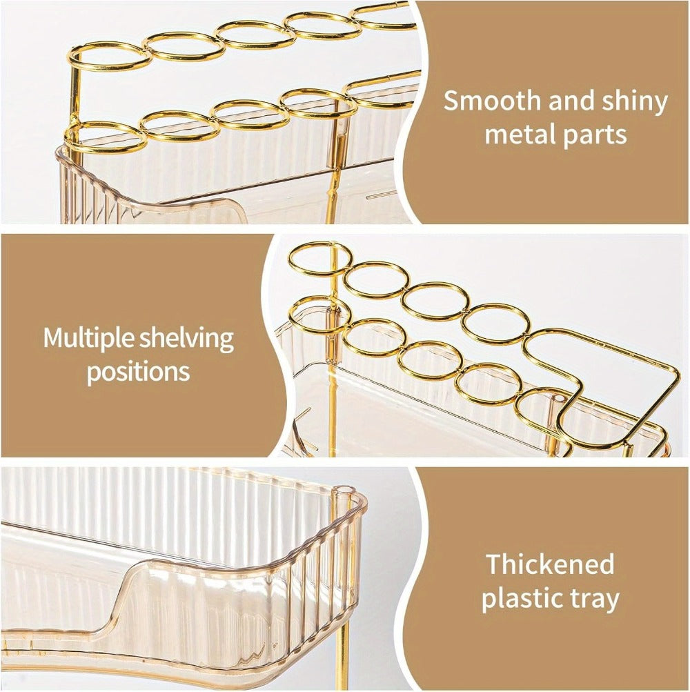 Bathroom Corner Shelf Organizer 2-in-1 Tiered Makeup Skincare Storage with Brush Holder No-Tool Install Space-Saving Countertop Vanity Dresser Kitchen Organizer Women - product image 10