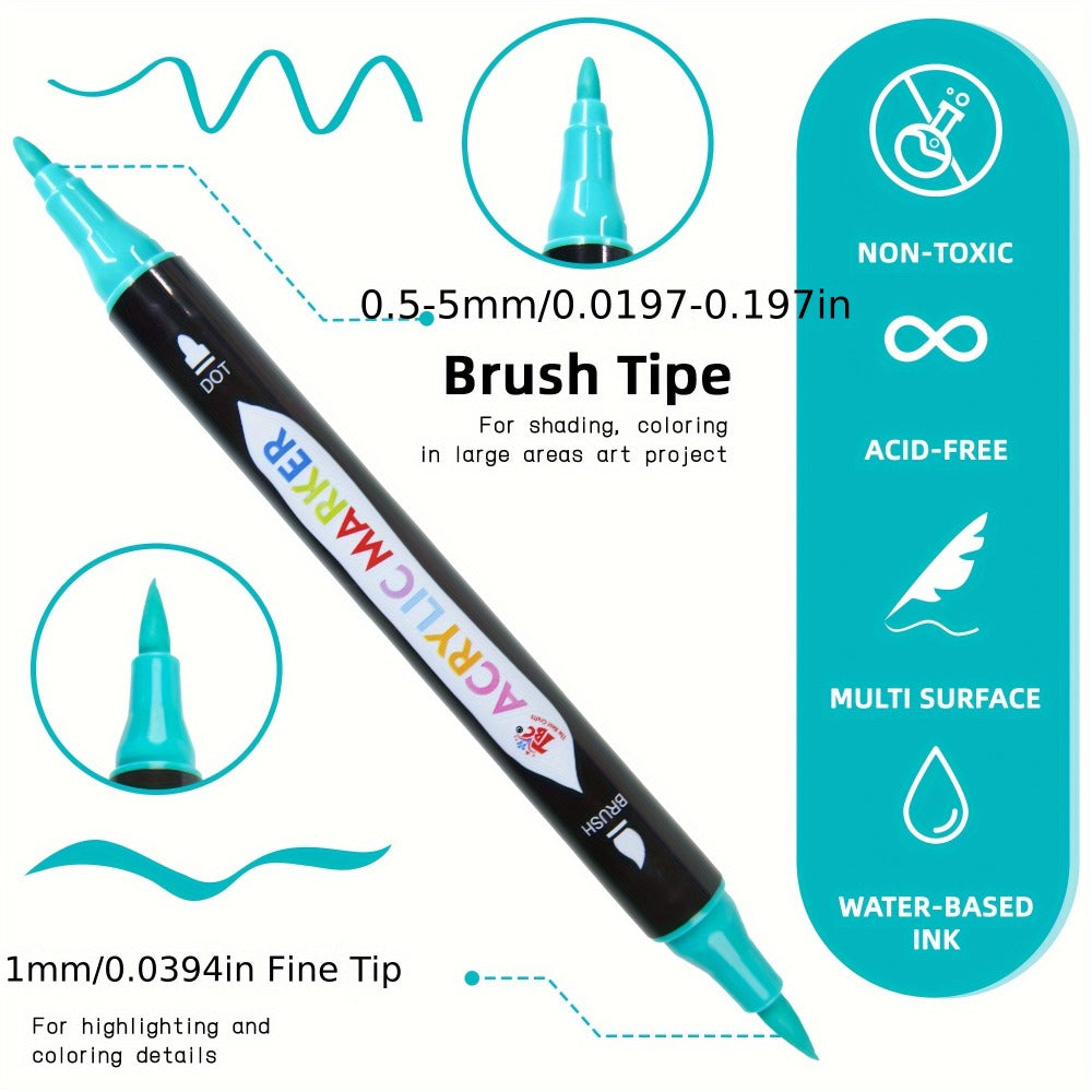 Acrylic Paint Markers Dual Tip Set 48 72 108 Colors | Non-Toxic Odorless Paint Pens for Canvas Rock Wood Glass Ceramic Fabric, Gift for Artists DIY Crafters Birthday Christmas
