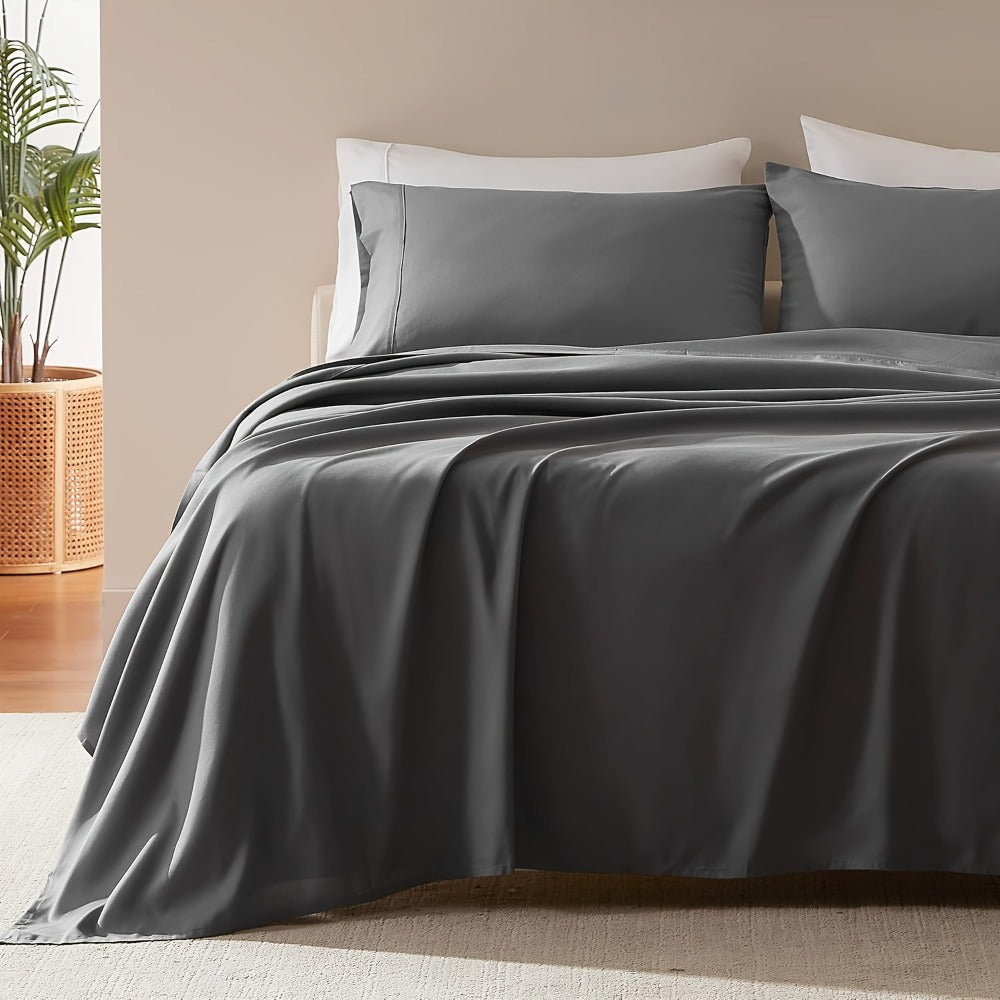 Cooling Fitted Sheet Bamboo Blend Ultra-Soft Deep Pocket Bed Sheet for Hot Sleepers Twin Full Queen King Size Machine Washable Breathable Cooling Bedding White Black Gray Navy Purp - product image 2