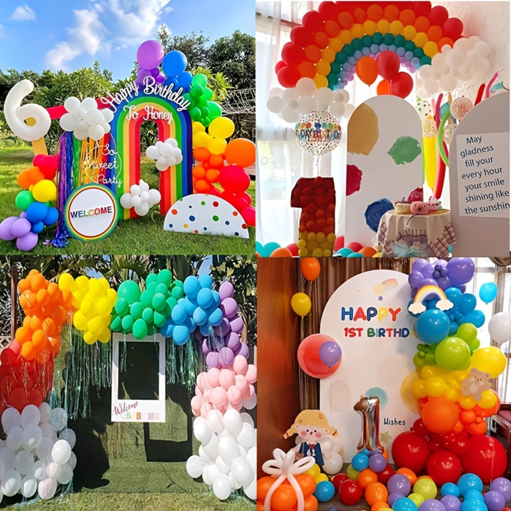 DIY Balloon Garland for Birthday Baby Shower Wedding Bridal Shower Graduation & Holiday Party Decorations | Balloon Arch Kit 422 Pcs Rainbow Matte Latex Balloons in 4 Sizes 5" 10" 12" 18"