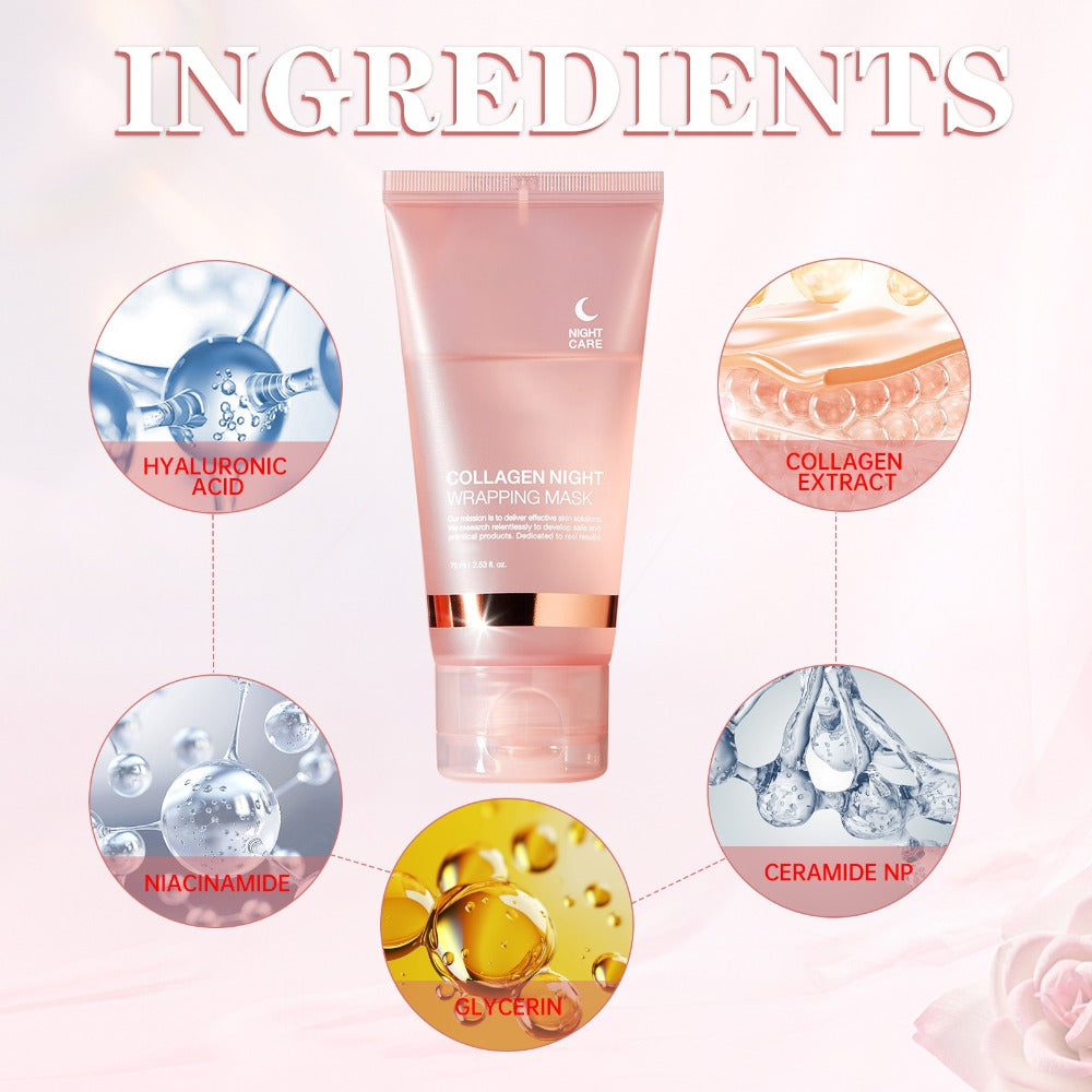 Collagen Night Mask with Brush Overnight Face Mask Hydrating Anti-Aging Sleeping Mask Elasticity Repair Skin Care for All Skin Types - product image 7
