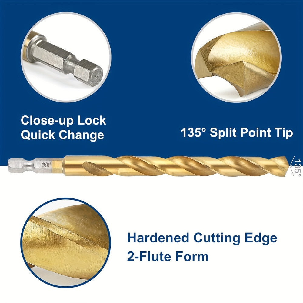 Titanium HSS Drill Bit Set 30PCS Hex Shank Quick Change 1/16 to 1/2 Inch for Metal Wood Plastic Hand Drilling Electric Screwdriver Drill Press Round Shank Twist Bits - product image 6