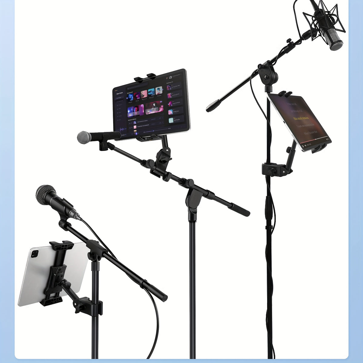 Tablet Holder For Microphone Stand, Microphone Music Holder IPad/Smartphone Tablet Tablet Holder Shee Music Mic Holder Fits Devices With Screen Sizes 4.7 To 13.5 Inches (Tablet Holder Only)
