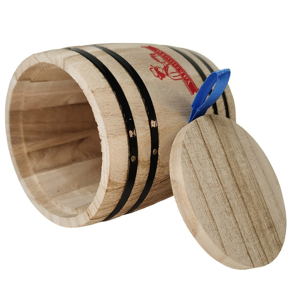 Wooden Barrel Storage Jar with Lid – Rustic Mini Desktop Organizer for Coffee Beans, Sugar, Candy, Keys, Coins & Jewelry | Vintage Handcrafted Trinket Box | Retro Home Office Decor - product image 8