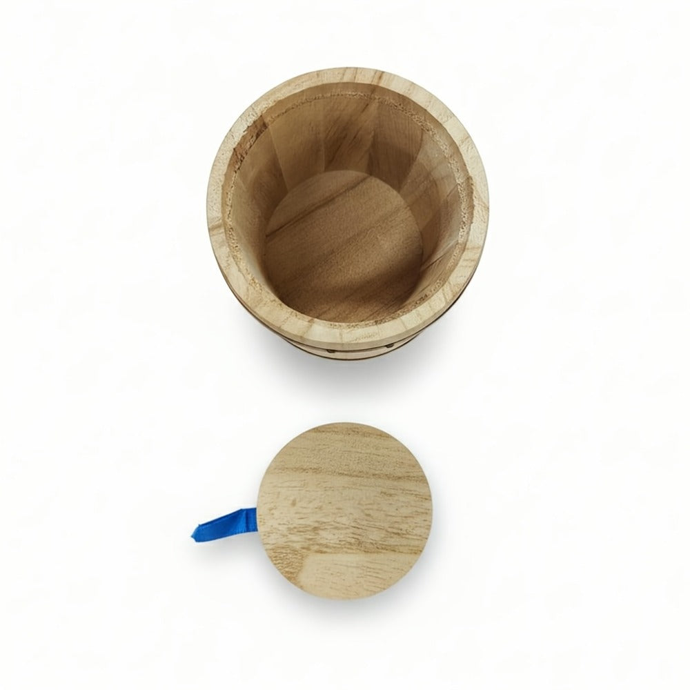 Wooden Barrel Storage Jar with Lid – Rustic Mini Desktop Organizer for Coffee Beans, Sugar, Candy, Keys, Coins & Jewelry | Vintage Handcrafted Trinket Box | Retro Home Office Decor - product image 9