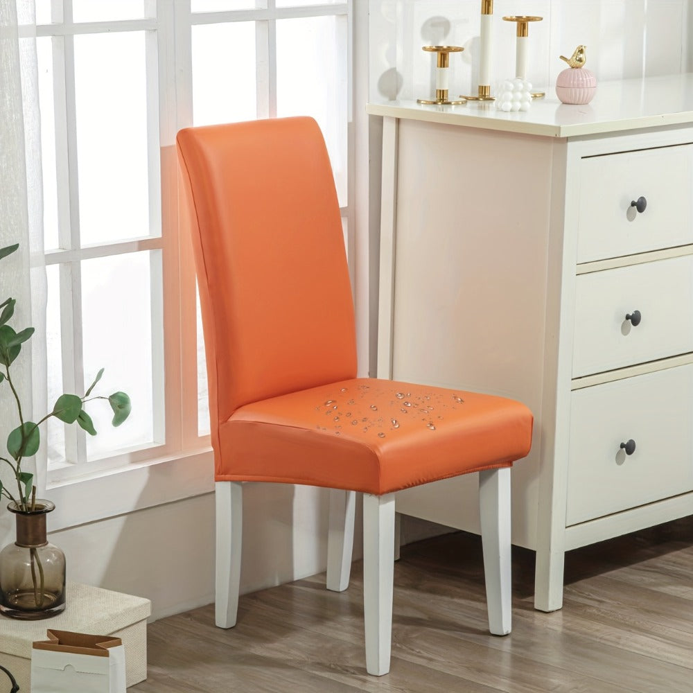 Dining Chair Covers Set of 4 6 Waterproof PU Leather Stretch Slipcover Oil Proof Universal Fit Chair Protector for Dining Room Kitchen Hotel Home Decor - 9 Colors - product image 12