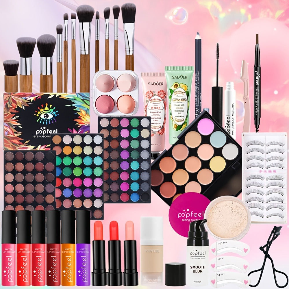 POPFEEL Makeup Kit Full Face Set — Multi-Shade Eyeshadow Palette, Professional Brushes & Pigmented Lip Color, All-in-One Beauty Bundle for Everyday Glam, Special Occasions & Giftin - product image 9