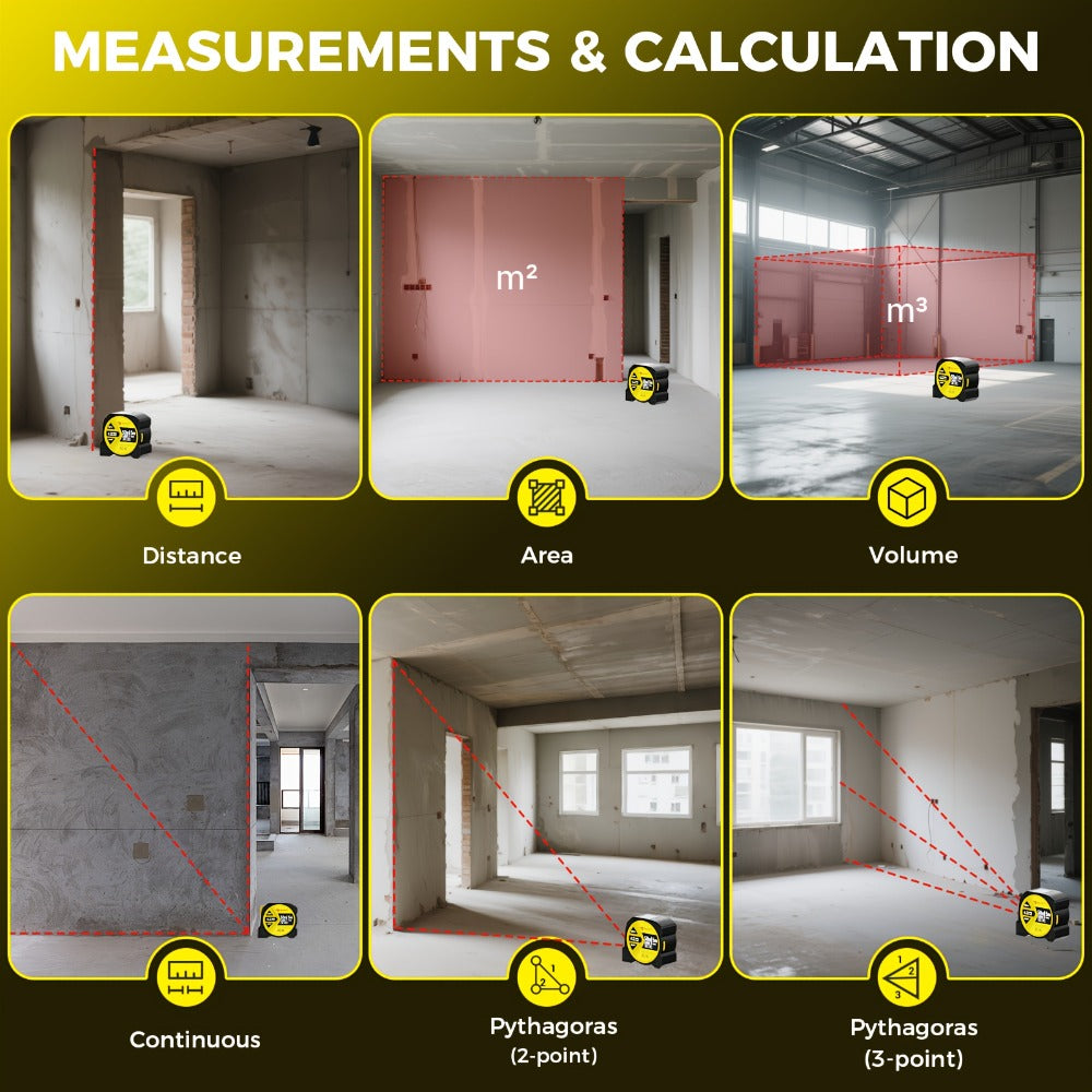Laser Tape Measure 3-in-1 Digital Distance Meter 50M 165ft High Precision Infrared Rangefinder Smart HD Display USB Charging M In Ft Unit Switching Portable Measuring Tool - product image 13