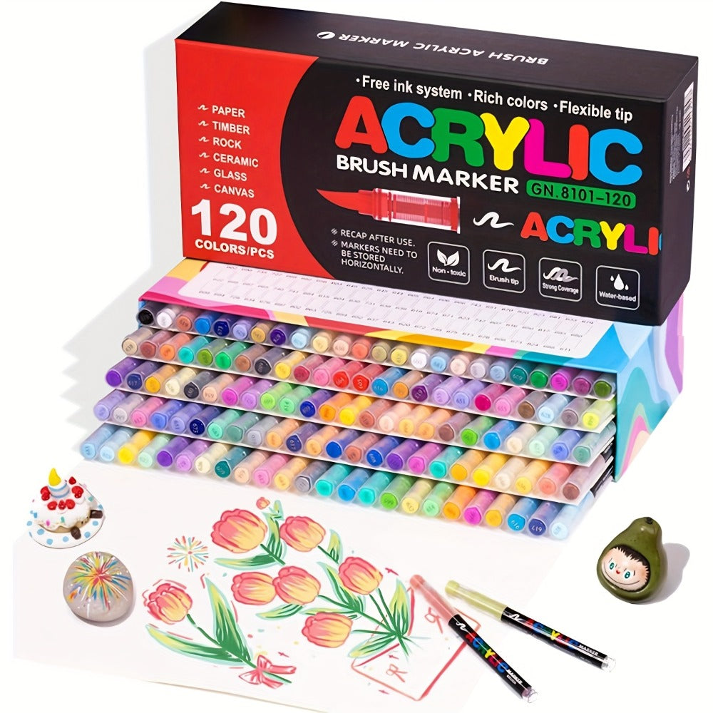 Acrylic Paint Pens Marker Set for Rock Painting Canvas Wood Glass Fabric Ceramic Fine Tip Liquid Acrylic Markers for Artists Adults Kids Available in 12 36 60 80 120 Colors for Everyday Use