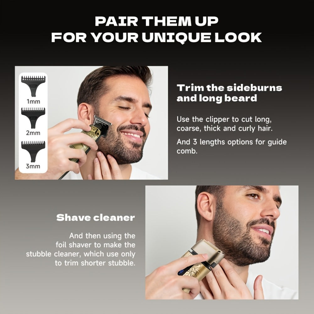 Cordless Electric Foil Shaver Grooming Kit for Men with Barber Shears Beard Mustache Trimmer Bald Head Razor Haircutting Set Father's Day Birthday Gift for Dad Husband - product image 23