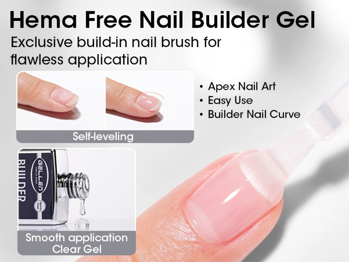 Clear Builder Gel HEMA-Free 5-in-1 2pcs 1.35oz — Nail Extension Strengthener Apex Construction Art Sealing & Repair | Soak-Off UV LED 28+ Days Chip-Proof Wear for Sensitive Skin Sa - product image 15