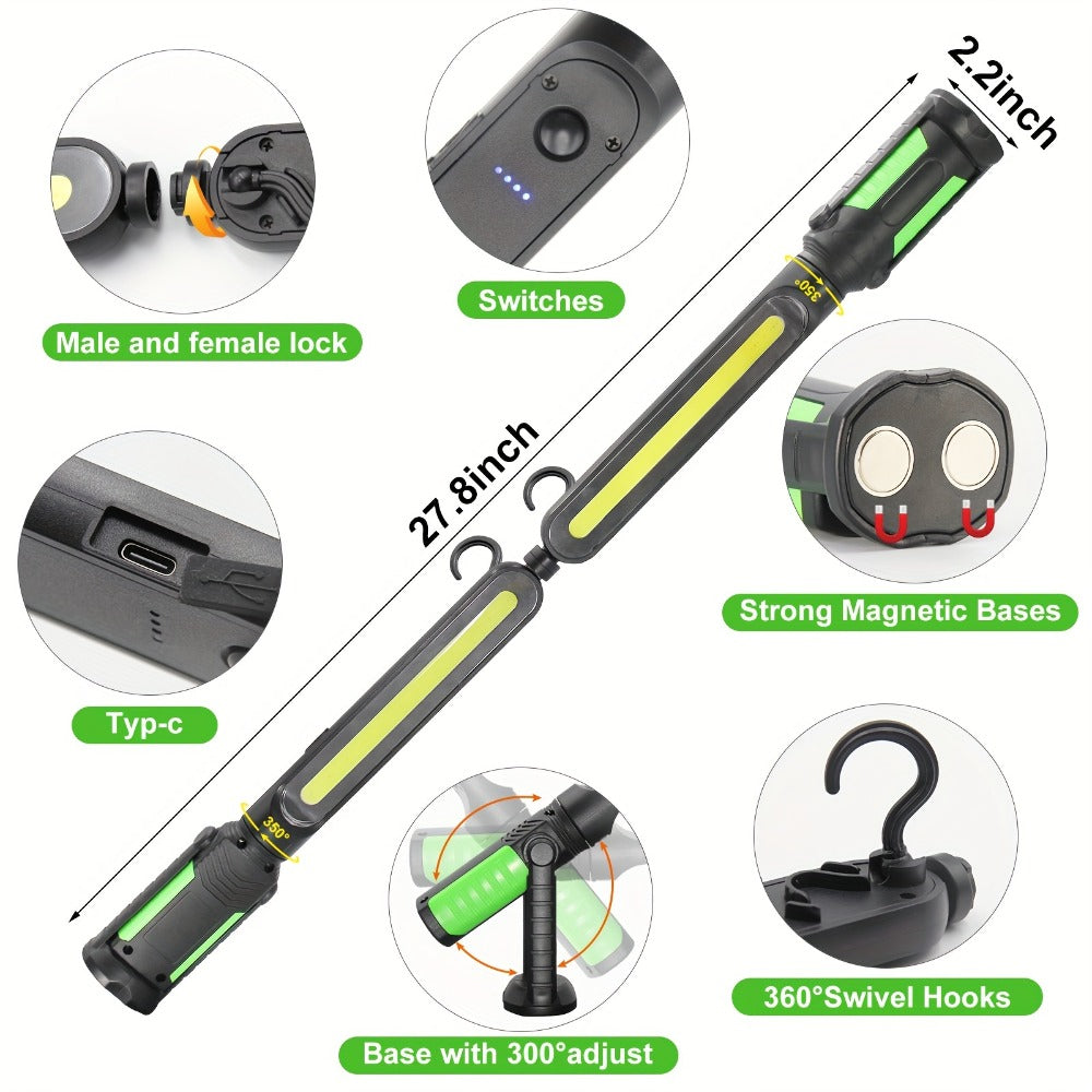 LED Work Light Rechargeable Cordless with Magnetic Base & Hook – Portable Mechanic Floodlight, Adjustable Brightness, Motion Sensor Control, Waterproof for Car Repair, Workshop, Ga - product image 4