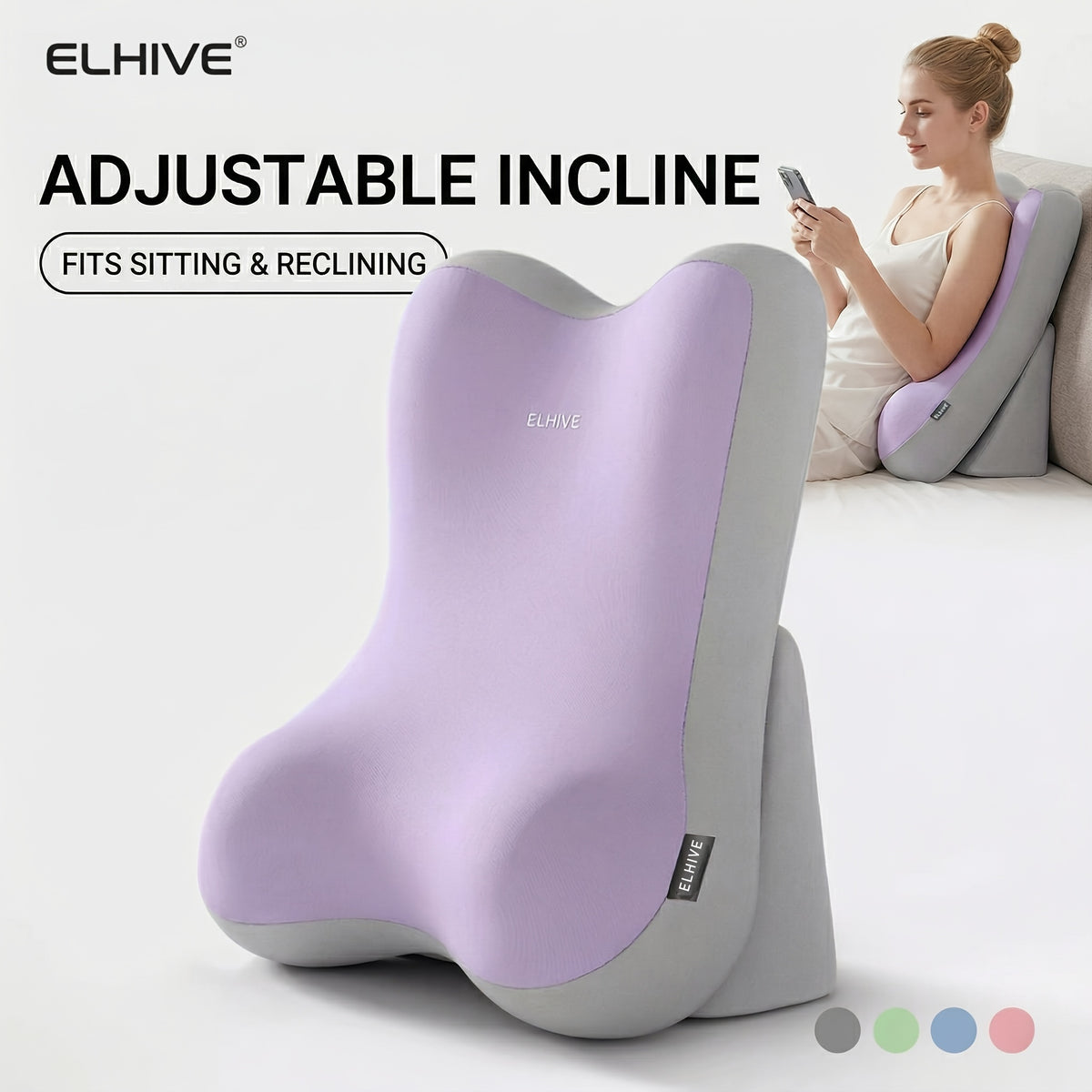 Adjustable Bed Wedge Reading Pillow - Large Memory Foam Backrest for Sitting Up in Bed - Soft C-Shaped Lounging Cushion for Headboard - Multi-Use for Phone - product image 4