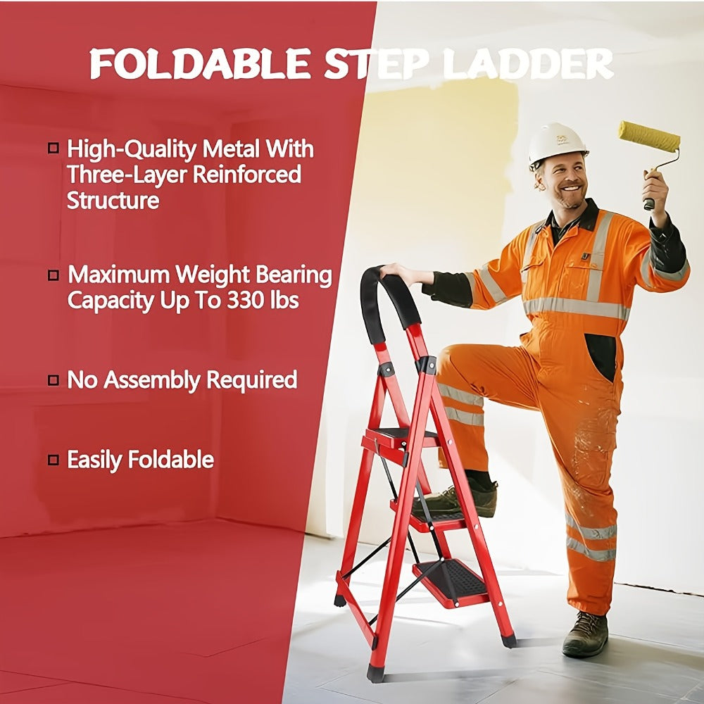 Folding Step Ladder with Anti-Slip Pedals & Handrail – 2/3/4/5 Step Stool for Adults, Sturdy Steel, Lightweight Portable, Non-Slip Feet, Rust-Resistant, Foldable for Home Kitchen O - product image 19