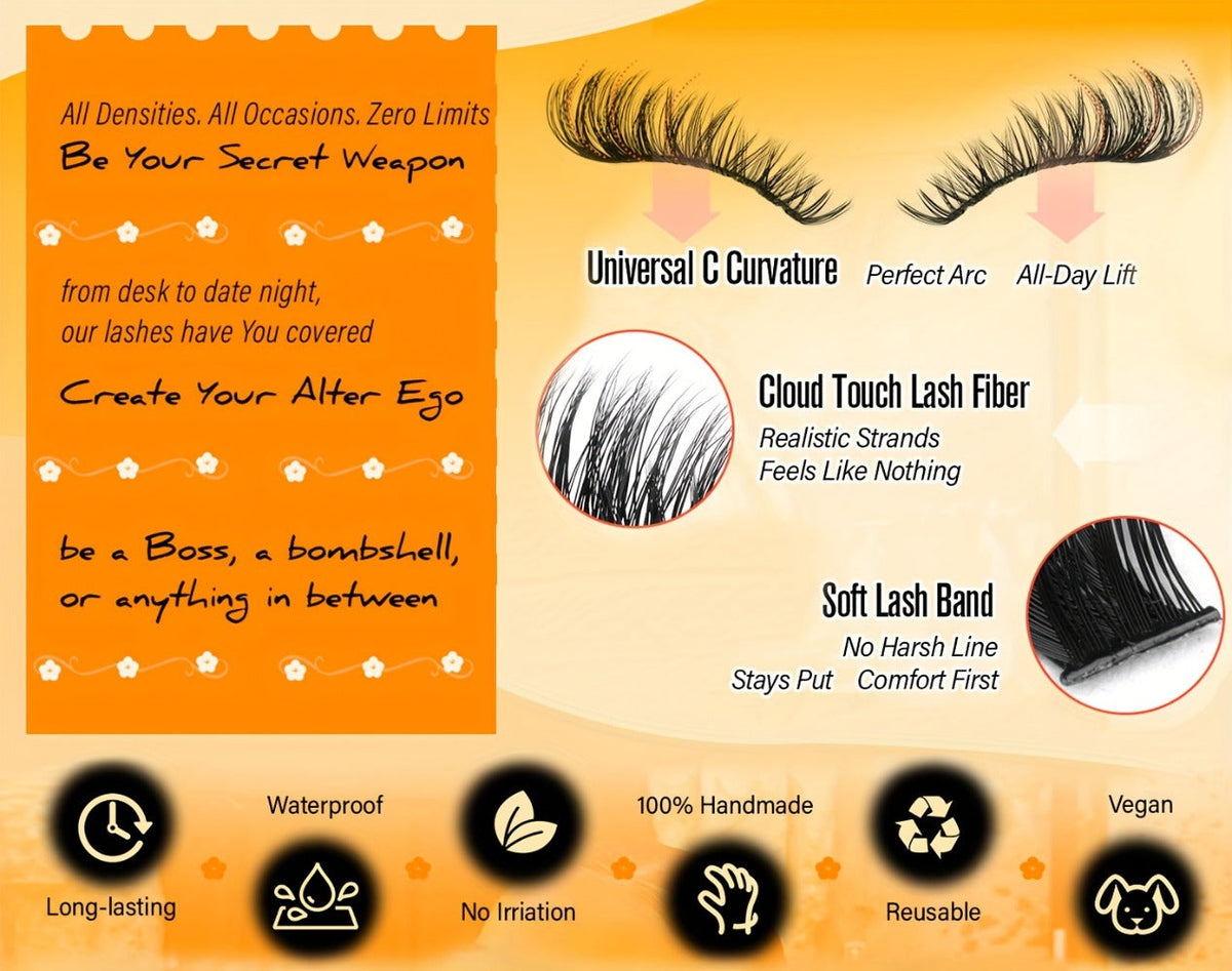 708Pcs Mixed Density Lash Clusters Kit 8-16mm 30D-100D Mega Volume with Glue Tweezers & Brush – Soft Reusable DIY Cluster Lashes for Natural to Dramatic Salon-Style Eye Makeup at H - product image 10