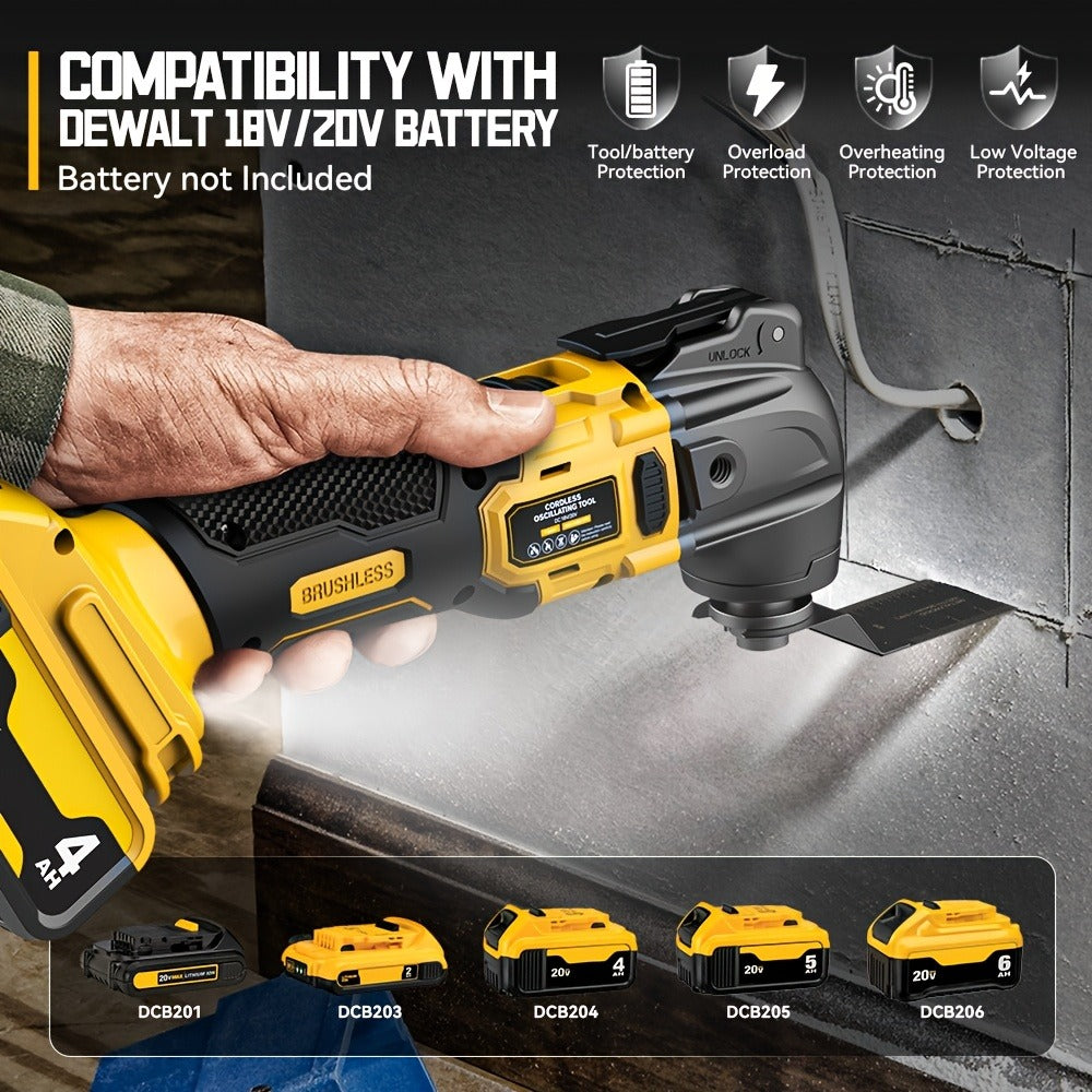 Oscillating Multi Tool Brushless Cordless Compatible with DeWalt 20V / 18V Battery – 21000 OPM Variable Speed, 4.5° Oscillating Angle, Anti-Vibration, Wood Cutting Blades & Sanding - product image 2