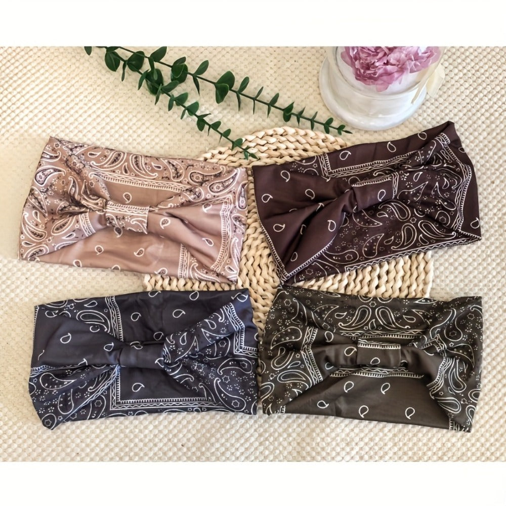 Floral Turban Headbands for Women 8 Pack Non-Slip Elastic Boho Knotted Wide Hair Wrap for Sports Yoga Running Workout Sweatband Moisture Wicking Fashion Hair Accessories Gift Set - product image 5
