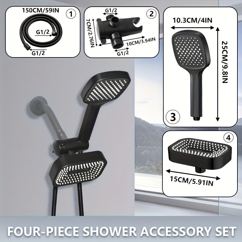 2-in-1 High Pressure Handheld Shower Head Set with Rain Showerhead – Long Hose T-Valve ABS Wall Mount Bathroom Upgrade - product image 13