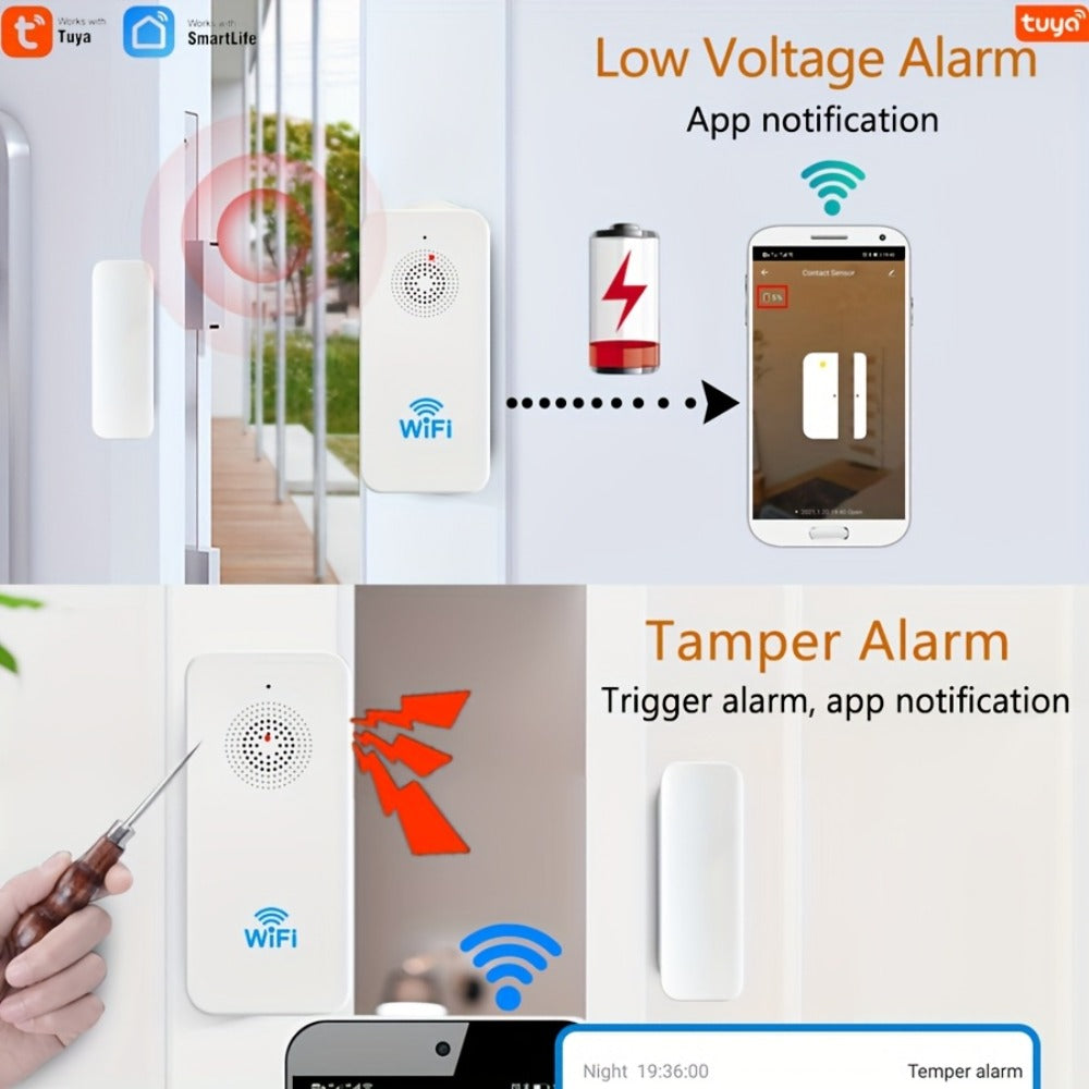 WiFi Door and Window Sensor 4-Pack, Tuya Smart Home Security Alarm System, No Hub Required, App Control, Compatible with Alexa & Google Home - product image 5