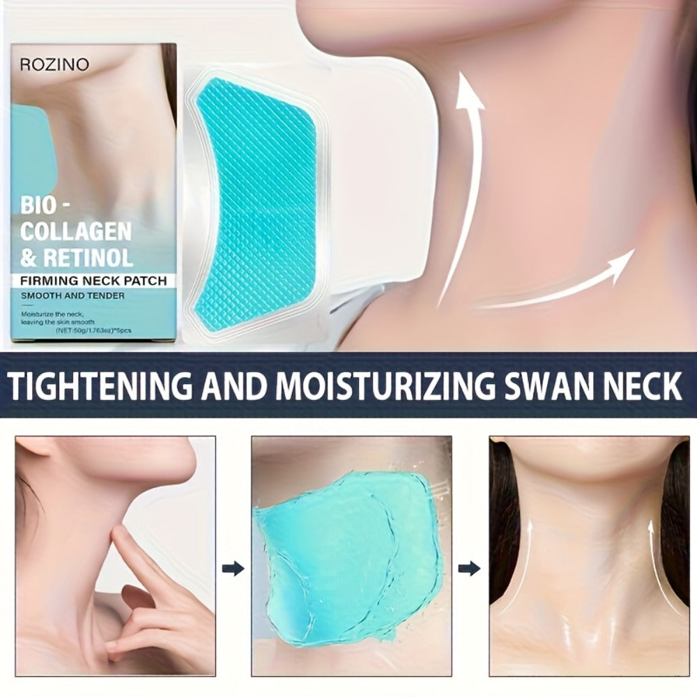 Bio Collagen Neck Lift Mask 5 Pack - Moisturizing & Brightening Gel Patches | Anti-Wrinkle, Anti-Aging, Firming Neck Skincare Treatment - product image 7
