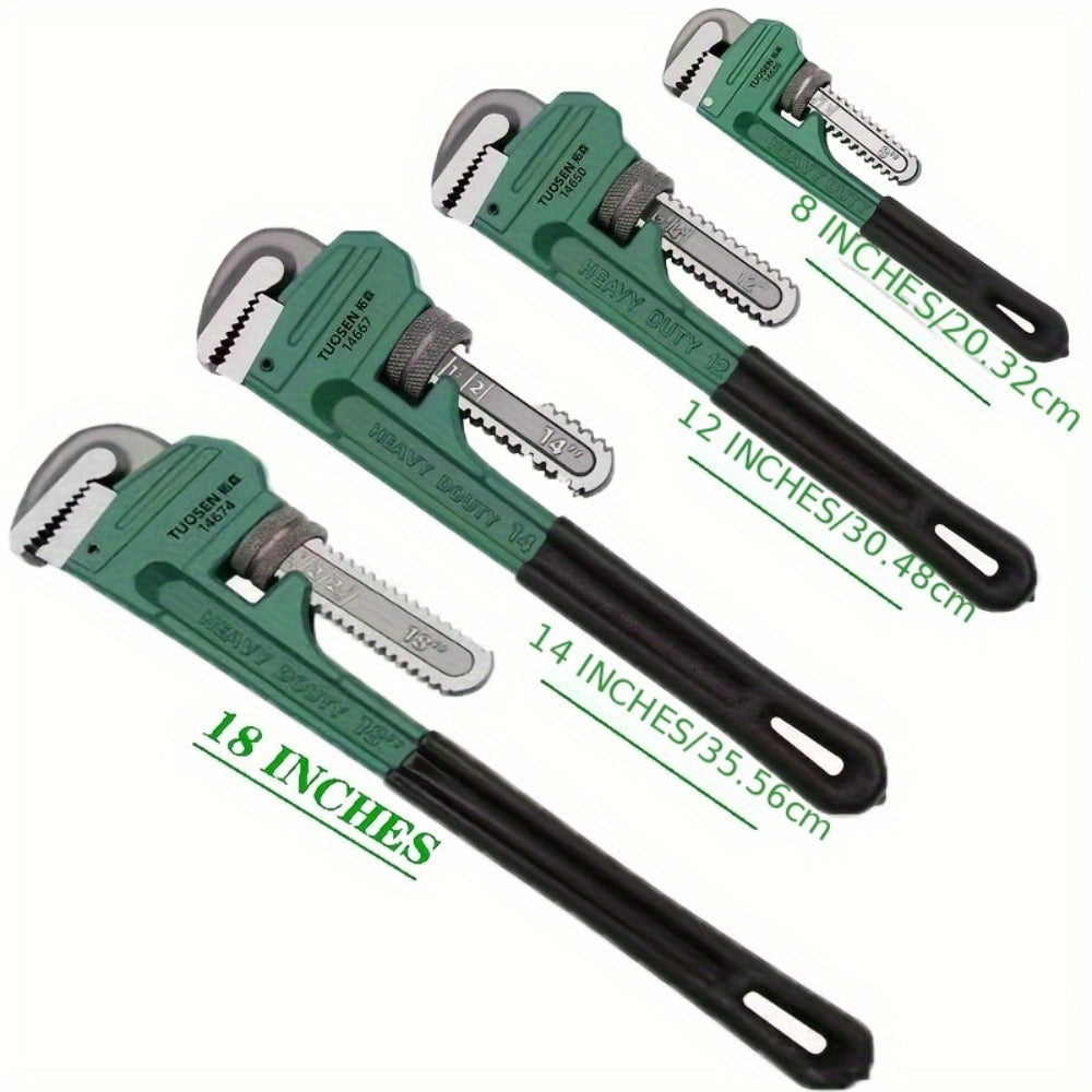 Pipe Wrench Professional Heavy Duty - 8", 12" & 18" CR-V Alloy Steel Plumbing Wrench, Non-Slip Ergonomic Handle, 1500 lbs Torque, Fits 1/2"-4" Pipes, for Plumbing, Automotive & Ind - product image