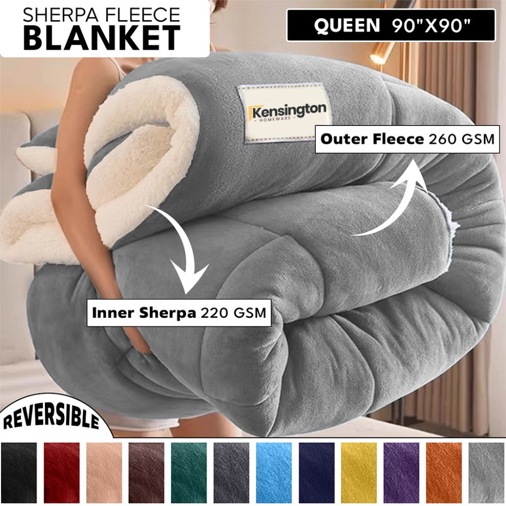 480GSM Sherpa Fleece Blanket – Double-Sided Heavy Warm Throw for Couch, Bed & Travel, Reversible All Season, 13 Colors, 3 Sizes - product image 74