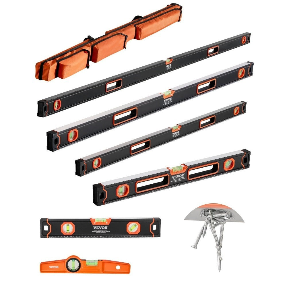 Magnetic Torpedo Level Set 6-Piece Full Magnetic All Sizes | 10 16 24 32 48 78 Inch Aluminum Spirit Level Kit Anti-Static Vials 3-in-1 | Heavy Duty Construction Framing Plumbing Ca - product image