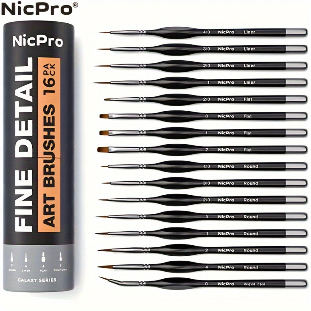 Miniature Paint Brush Set 16 & 24 Pcs | Acrylic Watercolor Oil Warhammer DnD Model Brushes | Professional Fine Detail Painting Kit with Brush Holder & Carry Bag | Gift for Artists Hobbyists Ages 14+