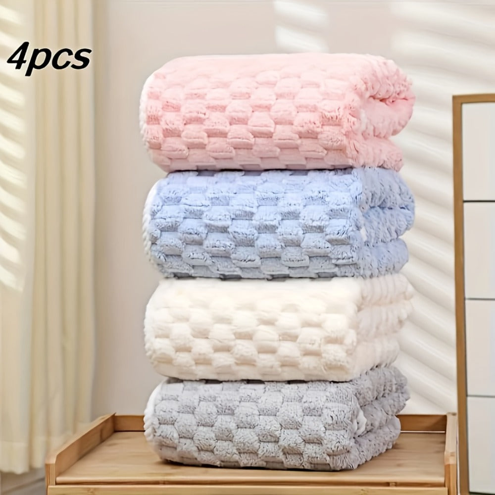 Waffle Weave Bath Towels Set 4 Pack or 8 Pack - Ultra Soft Super Absorbent Quick Dry Microfiber Moire Textured Towels | Spa Gym Travel Daily Use | Multi-Color Sets Gray Pink Blue B - product image 4