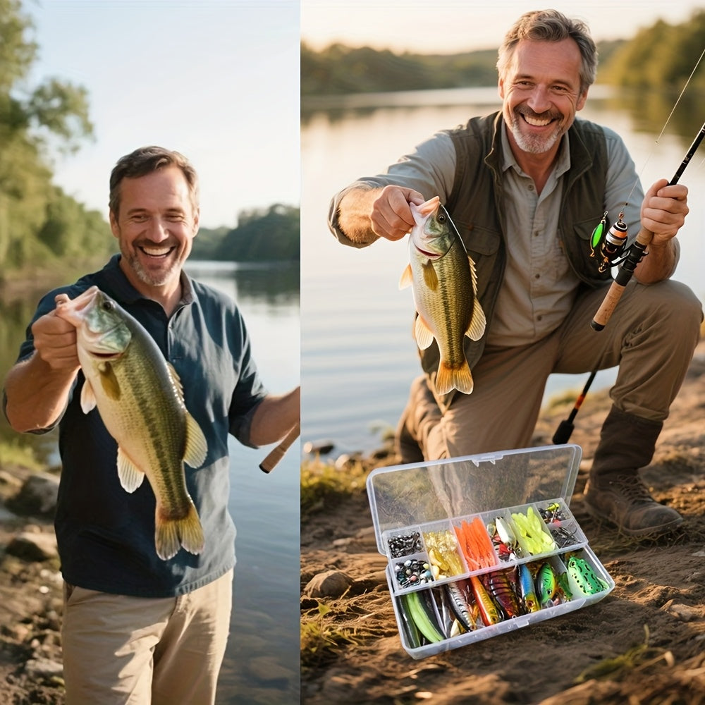 Complete Tackle Bait Set for Freshwater & Saltwater Bass Trout Fishing, Includes Spoons Spinners Soft Baits Hooks, Fishing Gear Gift for Men & Beginners - product image 4