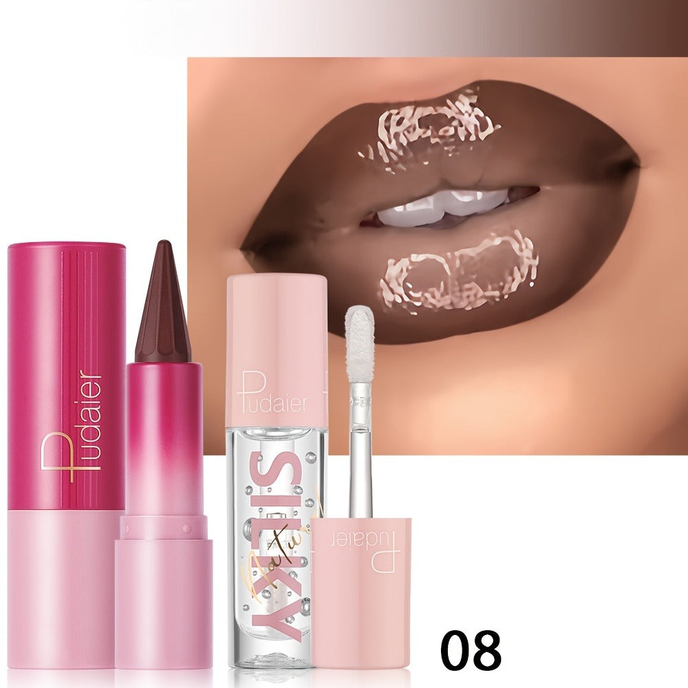Lip Oil Lip Liner Duo 2-in-1 Precision Tip - Glossy Nourishing Hydrating Long-Lasting Silky Smooth Lip Color Pencil for Women Daily Glam All Skin Tones - product image 6