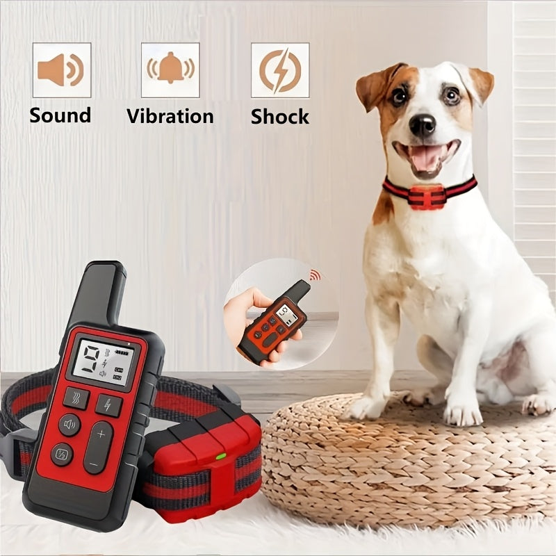 Rechargeable Dog Training Collar with Sound, Vibration & Shock Modes, 500m Range for Small Medium Large Dogs (Red & Black) – Bark Control Collar with Remote - product image