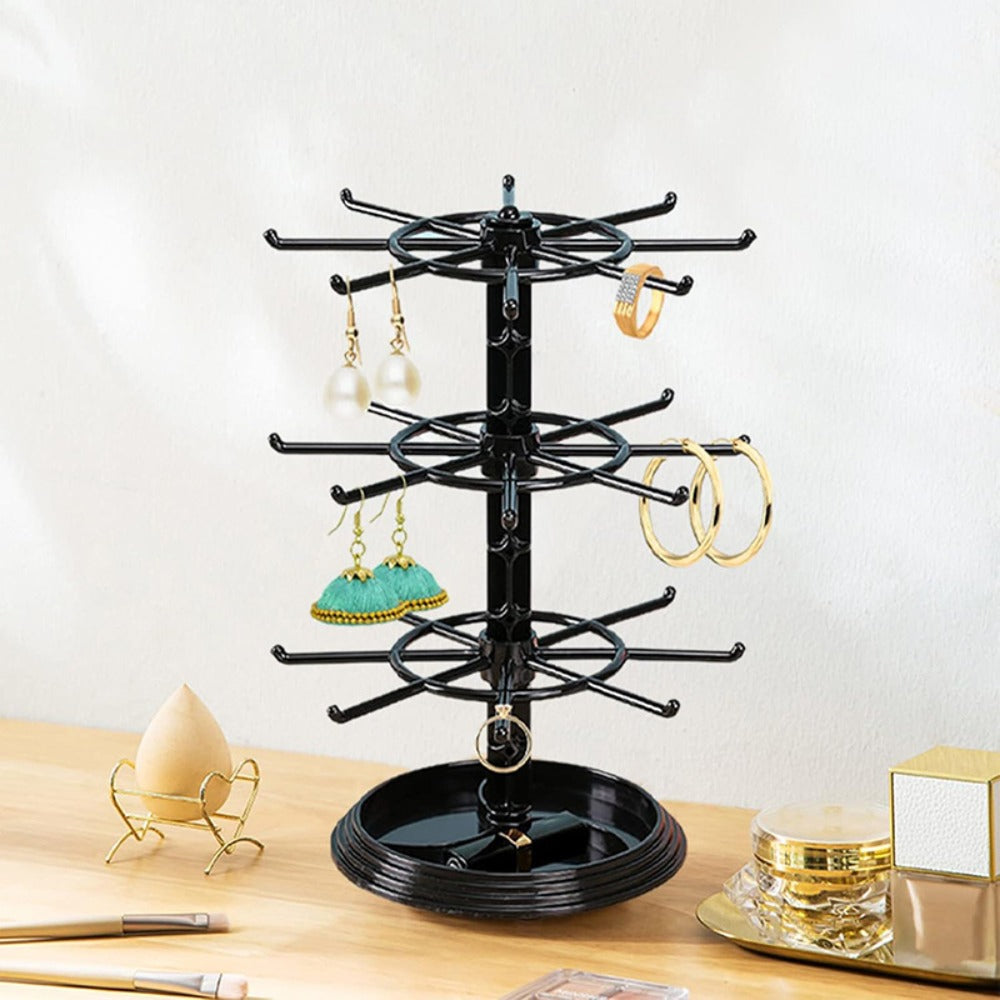 Rotating Jewelry Stand 2-Tier Black – Necklace Bracelet Earring Organizer Display Rack, Plastic Hanging Jewelry Tower for Dressing Table Counter, Keychain Holder, No Electricity Ne - product image 13