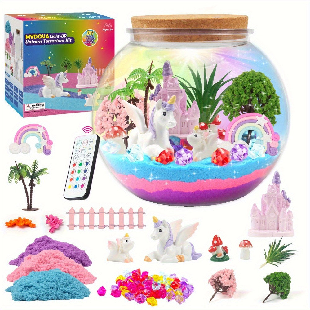 Build Your Own Magic Garden with 13-Color LED Night Light & Remote, Arts Crafts STEM Toy Kids Ages 6+, Birthday Christmas Gift Girls – DIY Unicorn Terrarium - product image 9