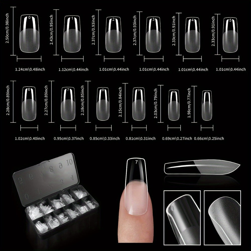 Gel Nail Tips 600 Pieces Clear Crystal Full Cover Nail Extensions – Almond Oval Coffin Stiletto Square Short Medium Long Soft Gel False Nails for Salon & DIY Nail Art Women - product image 19