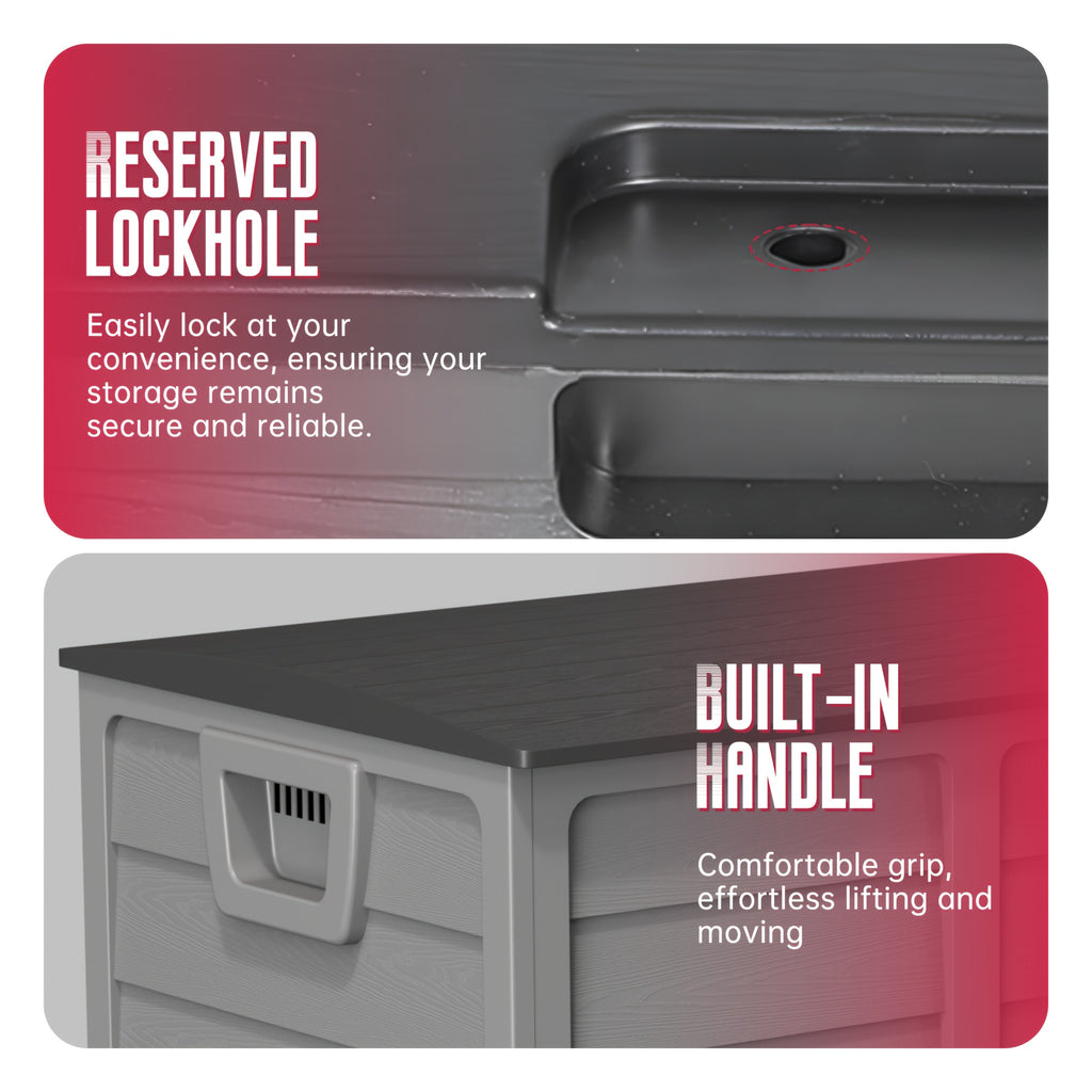 75 Gallon Resin Outdoor Storage Box with Handles, Deck Box with Handles for Pool Accessories, Garden Tools, Camping Gear, Holiday Gift, Easy to Assemble, Box - product image 7