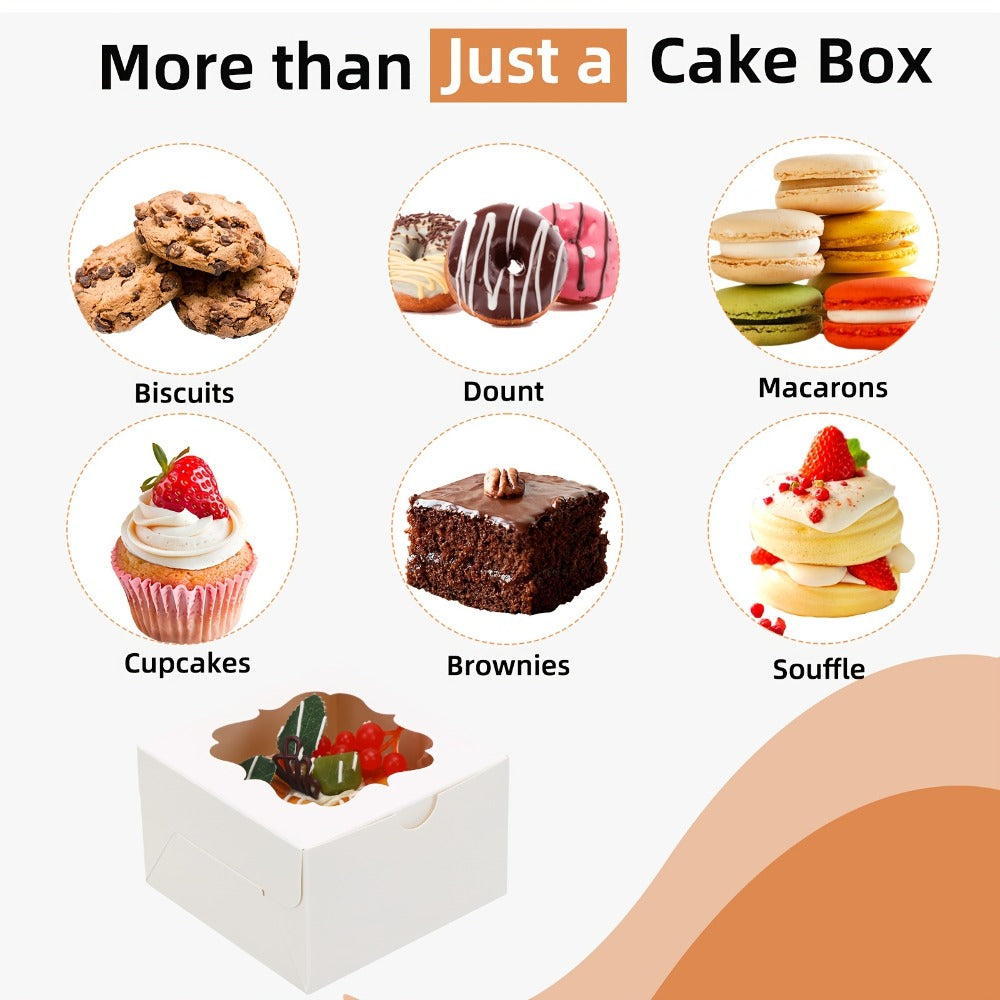 Bakery Boxes with Window 150 Pack White 4x4x2.5 Inch 3 Styles Treat Boxes for Cake Macarons Donuts Dessert Party Favor Wedding Gift Packaging - product image 4