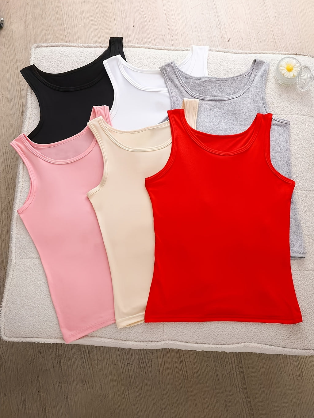 6pcs Women's Soft Sticky Blouses - Sleeveless Shirts with Semi-Sheer Adhesive Top Layer (No Padding), Breathable All-Season Vest for home & Layering - product image 7
