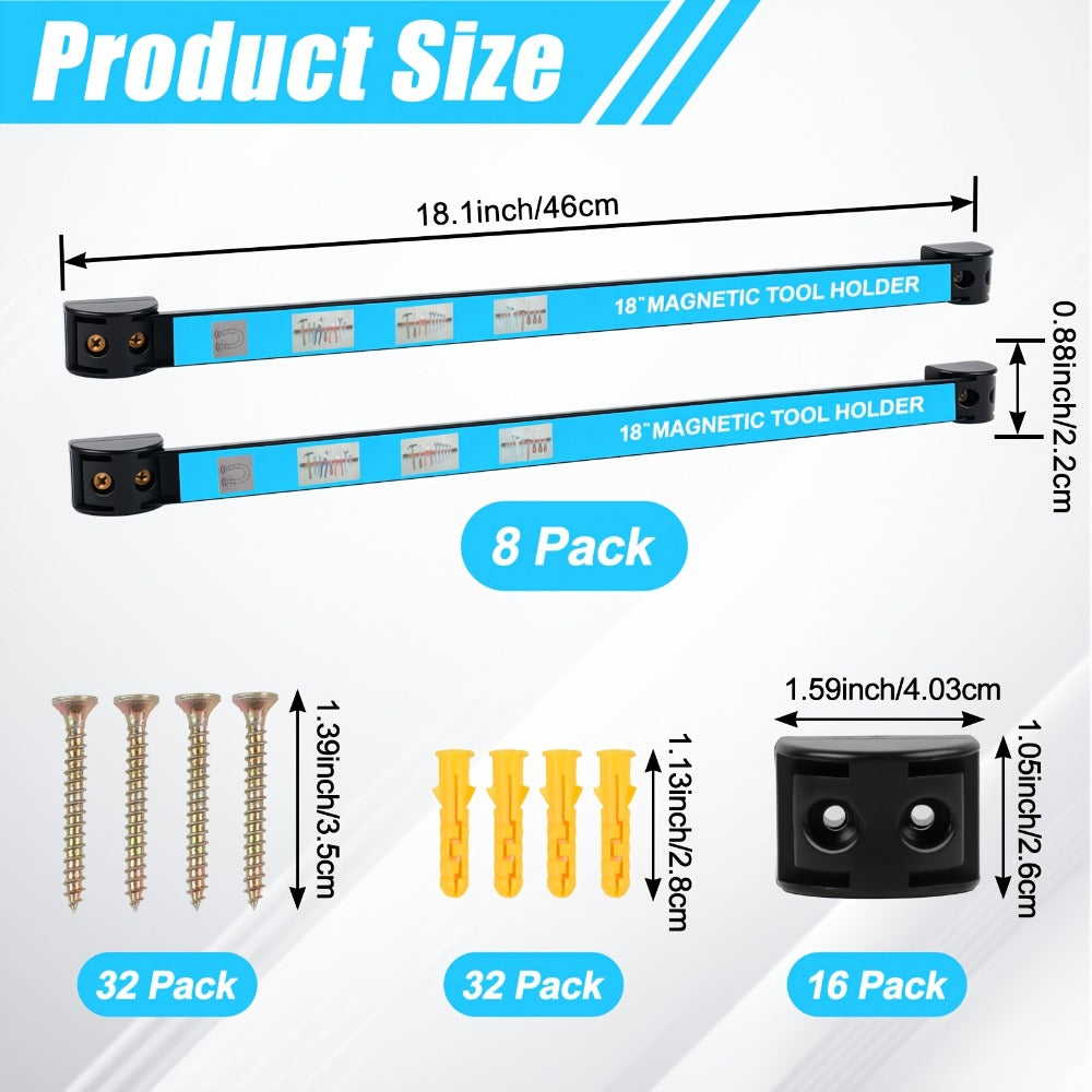 Magnetic Tool Bar Wall Mount Tool Holder 12/18 Inch – Heavy Duty Iron Magnetic Knife Strip & Tool Rack for Kitchen, Workshop & Garage | Wall Mounted Tool Organizer for Knives, Chis - product image 17