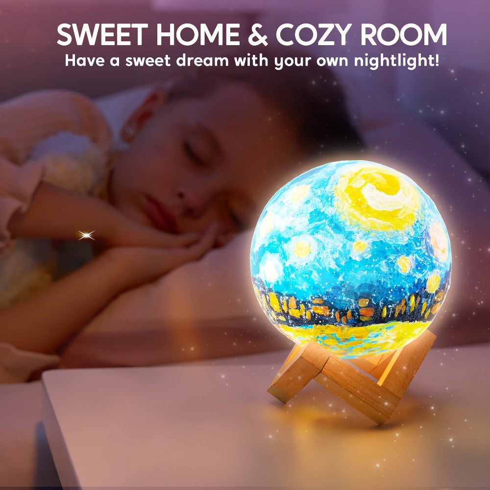 DIY Moon Lamp Craft Kit for Kids Paint Your Own 3D Moon Night Light with 12 Paints 4 Metallic Colors 2 Brushes Wooden Base Arts and Crafts Gift for Girls Boys - product image 7