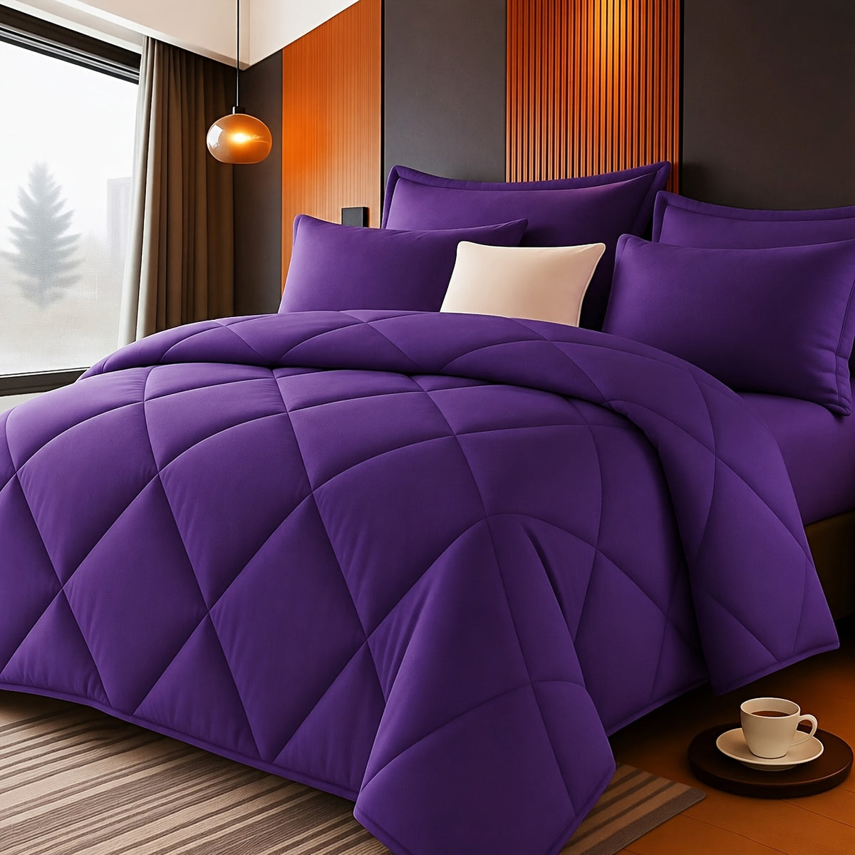 3 pcs Solid Color Diamond Quilted Large and King Size Bedding, Soft, Comfortable, and Fluffy, with Microfiber Filling and Lightweight, Breathable Fabric, Easy - product image 5