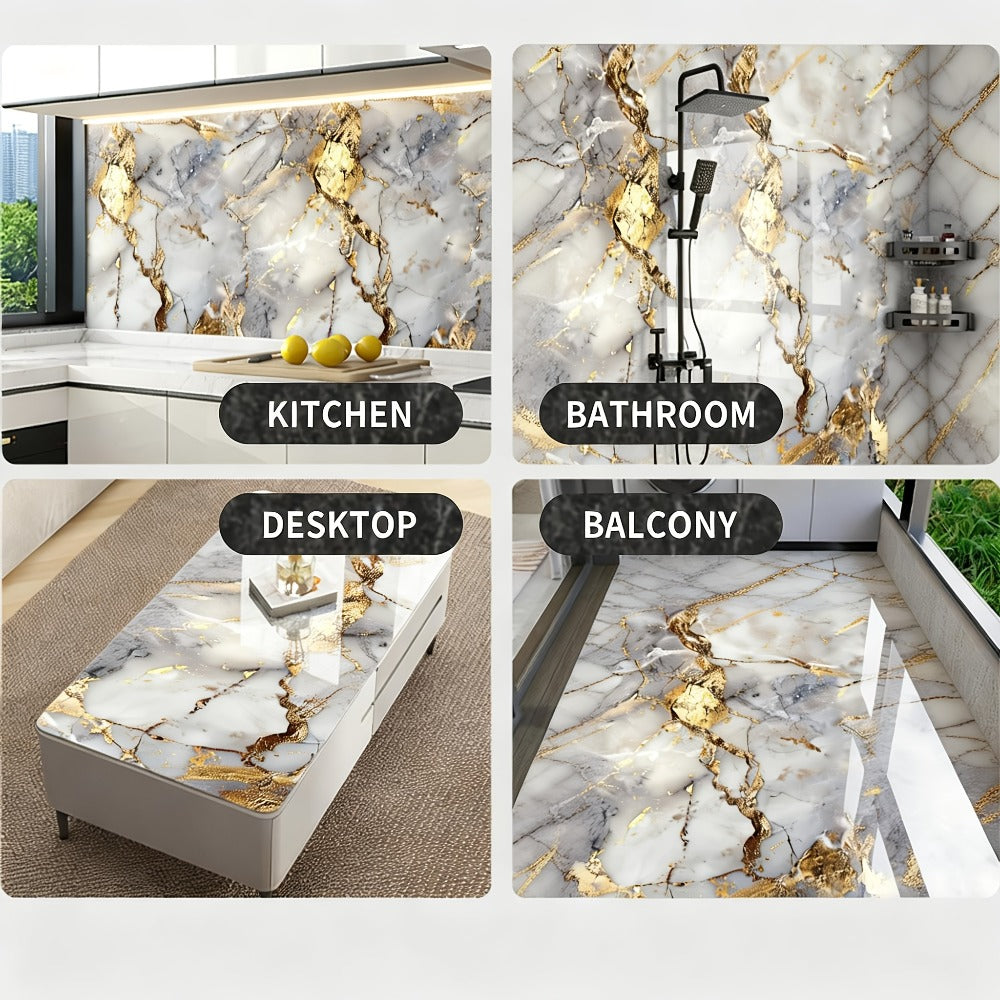 Self-Adhesive Marble Tile Stickers 11.8x11.8in Peel and Stick Wall Tiles for Bathroom Kitchen Backsplash – Waterproof 3D Glossy Imitation Marble Wall Panel, Easy to Install, 50 or  - product image 27