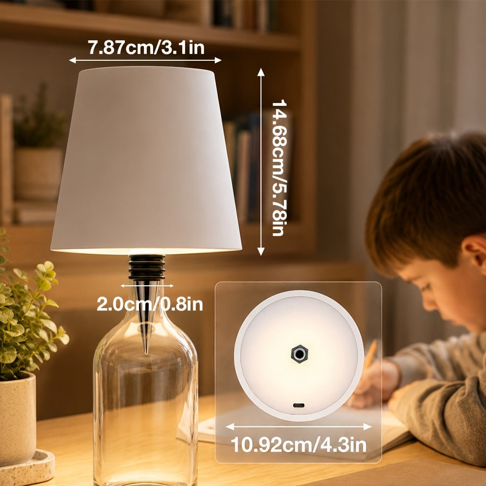 Rechargeable LED Bottle Lamp Table Lamp, 3 Color Temperatures, Touch Control Dimmable Bedside Light for Bedroom Dining Room Bar Desk – Modern Minimalist Design - product image 4