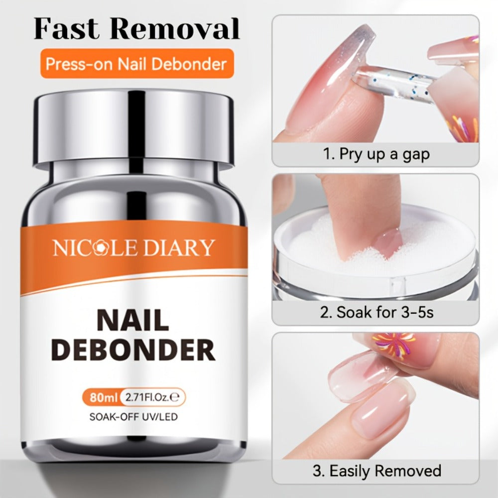 Press On Nail Debonder Remover 80ml — Fast 3-5 Second Soak-Off Liquid for False Tips, Rhinestone Glue Remover, No Damage Easy Dissolve, Professional Nail Care Tool for Women Home S - product image 7