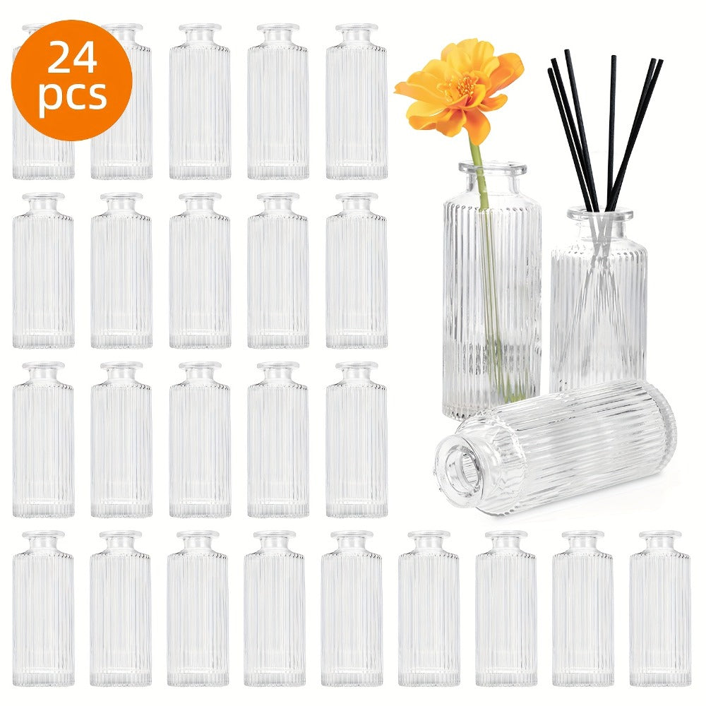 Mini Bud Vases Set - Modern Striped Clear Glass Flower Vases for Wedding Centerpieces, Birthday Party, Anniversary, Home Table Decor, Multiple Sizes 12/24/36 Pcs - product image 9