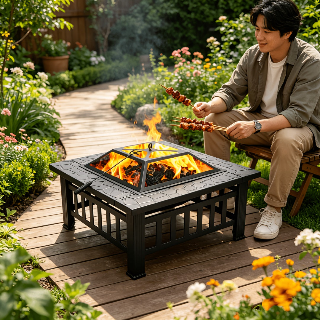 Wood Burning Fire Pit Portable Outdoor Metal Bowl Fire Pit for Backyard BBQ Camping Patio Parties Black - product image 2