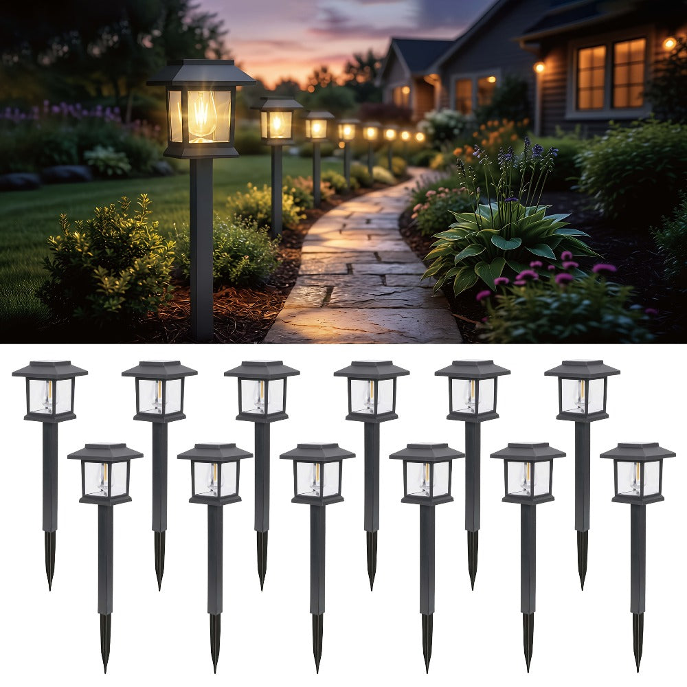 Solar Pathway Lights Outdoor Edison Style LED – Up to 12 Hours Auto On/Off IP44 Waterproof | Warm White Solar Garden Lights for Yard, Driveway & Walkway | Black & Brown Upgraded St - product image 11